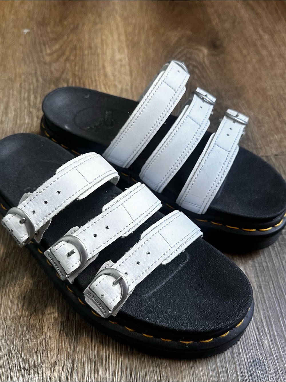 Dr. Marten Blaire White Leather Platform Sandals